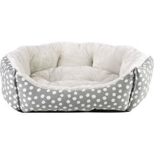 Luxury Polka Dot Dog Bed L - Grey by Dreampaws