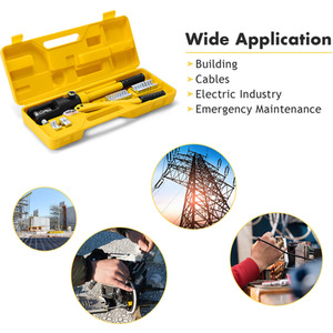 16 Tons 11 Dies Hydraulic Wire Terminal Crimper Tool - Yelllow by Costway