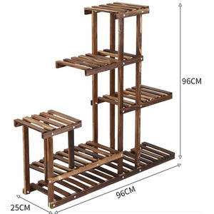 5-Tiered Wooden Plant Stand - Brown by Livingandhome