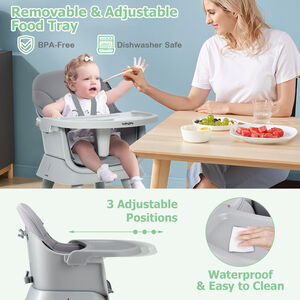 6-in-1 Infant Feeding Chair - Grey by Costway
