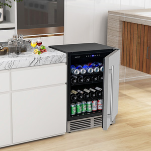 24 Inches Beverage Refrigerator - Silver by Costway