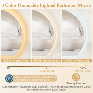 Half Circle LED Bathroom Mirror - Silver by Costway