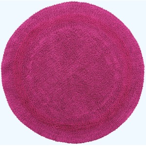 Luxury Reversible Round Bath Mat - Raspberry by Homescapes