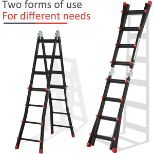 HOMCOM 4M Aluminium Duo Ladder - Black by HOMCOM