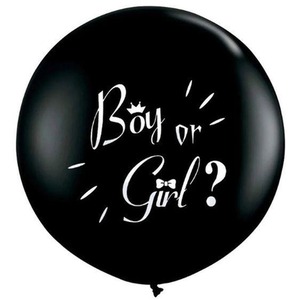 Gender Reveal 36 Inch Balloon with Pink and Blue Confetti - Black by DS Living