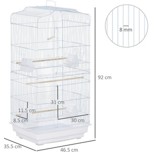 PawHut large Bird Cage With Stand - White by PawHut