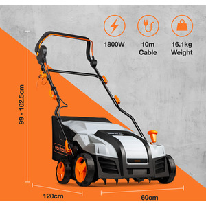 1800W Electric Lawn Scarifier - Grey by VonHaus