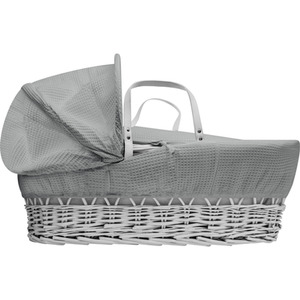 Grey Waffle White Wicker Moses Basket - Grey by Kinder Valley
