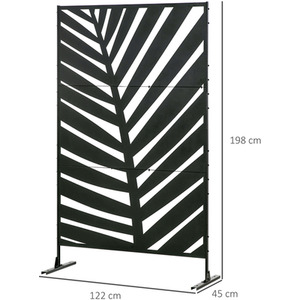 Outsunny Metal Outdoor Privacy Screen - Black / Cut-out Leaf by Outsunny