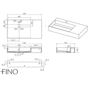 Cantabria Wall Hung Matt Stone Basin - White by Fino Stone