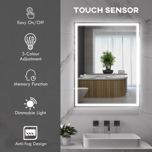HOMCOM LED Bathroom Mirror with Lights Dimmable Touch Switch with 3 Colours - Silver by HOMCOM