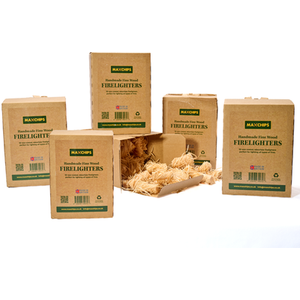 Natural Wood Wool Firelighters - Brown / 6 Boxes by Maxchips