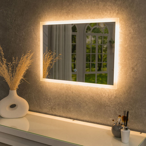 IP44 Bathroom Mirror Integrated LED Lights Touch Control and Demister Pad - Silver by ValueLights
