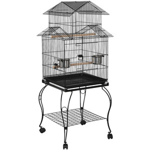 Rolling Bird Cage with Detachable Stand - Black by Yaheetech