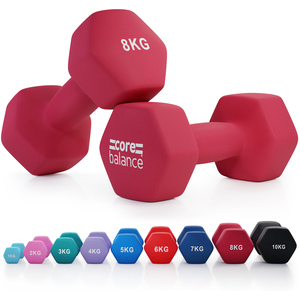 Hex Neoprene Dumbbells Set of 2 - Dark Red / 8kg by Core Balance