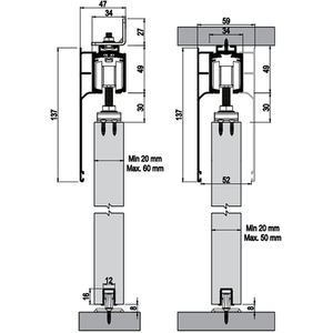 Both Way Soft Close Double Symmetric Synchronised Sliding Door Gear Kit 3600mm - Silver by DecorAndDecor
