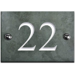 Green Slate House Number 22 - Smoky green by The House Nameplate Company