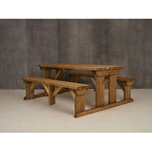 Abies Wooden Picnic Bench and Table Set - Rustic brown / 240cm by Arbor Garden Solutions