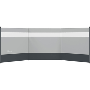 Outsunny Camping Windbreaks w Clear Windows and Carry Bag, 440 x 140cm, Grey - Grey by Outsunny