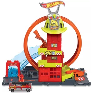 Hot Wheels City Super Loop Fire Station Playset and 1 Toy Fire Engine - multi by Hot Wheels