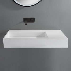 Cantabria Wall Hung Matt Stone Basin - White by Fino Stone
