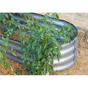 Raised Bed Planter Oval Galvanised Steel 120x61x30cm - Galvanised Steel by Gr8 Garden