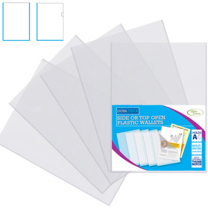 25 x L and U Shape Clear A4 Plastic Wallets Document Sleeve Folder Pocket File - Transparent / U Shape by Office Centre.direct