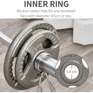 HOMCOM Weight Plates Grip Plate Sets - Silver / 4 by HOMCOM