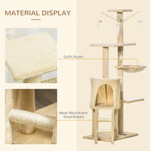 PawHut Cat Tree Activity Centre Condo - Beige by PawHut