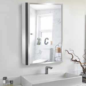 HOMCOM Stainless Steel Wall mounted Bathroom Mirror Cabinet - Silver by HOMCOM