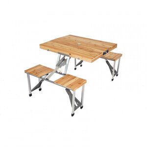 Portable Wooden Folding Outdoor Picnic Table and Bench Set 4 Seats by Oypla