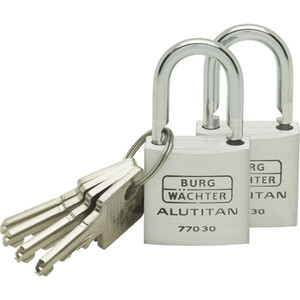Pack of 2 Alutitan Aluminium Padlocks - Silver / 30mm by Burg-Wachter