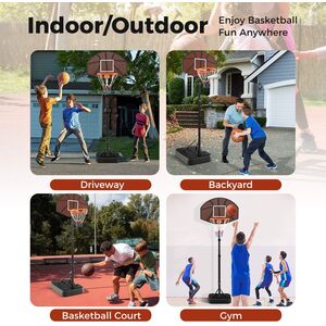 Height Adjustable Basketball Stand - Black by Costway