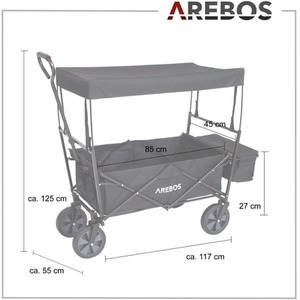 Foldable Cart With Roof - Black by Arebos