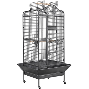 Metal Large Parrot Cage with Open Playtop - Black by Yaheetech