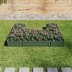 U-shaped Metal Garden Flower Bed with 5 Compartments by Livingandhome