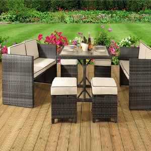 7PC Rattan Garden Furniture Set - Grey by Comfy Living