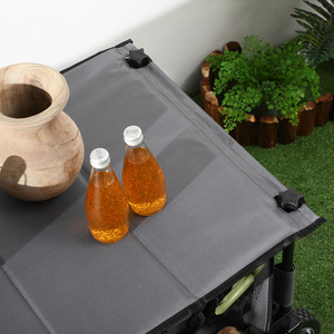 Outsunny Folding Garden Trolley on Wheels Trolley Utility Wagon - Grey by Outsunny