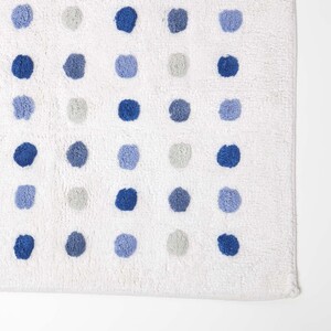 Cotton Tufted Bath Mat Polka Dot Design - White Blue by Homescapes
