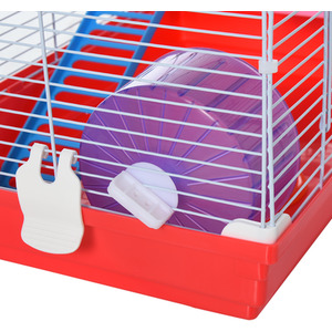 Pawhut Hamster Cage Small Pet Animal Travel Cage - Red and White by Pawhut