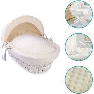 Dimple White Wicker Moses Basket - Cream by Clair de Lune