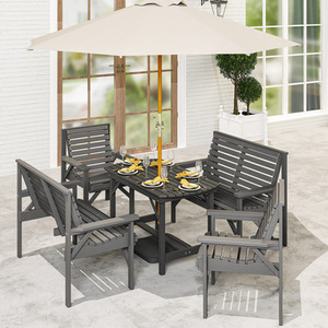 Outsunny 5 Piece Wooden Garden Dining Set - Grey by Outsunny