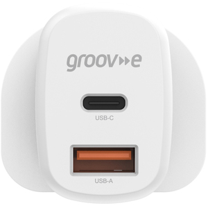 USB-C USB-A 20W Wall Charger with Power Delivery - White by Groov-e