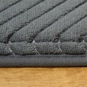 Chevron Embossed Non-Slip Bath Mat - Charcoal Grey by OHS