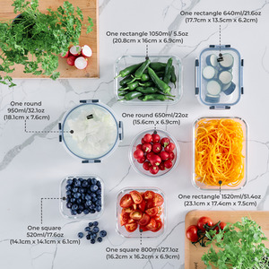 Neo 7 Piece Glass Food Storage Containers by Neo