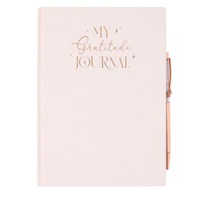 Gratitude Journal With Rose Quartz Pen - White by KDMK