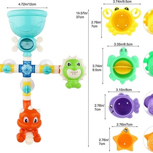 Baby Bath Dinosaur Pipes and Wheel with Sea Toy Accessories - Orange