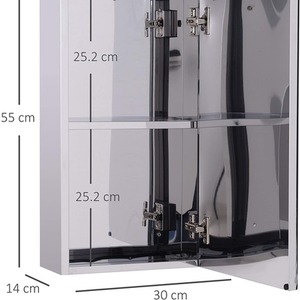 Wall-Mounted Bathroom Mirror Cabinet - Silver by HOMCOM