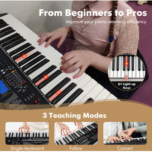 61-Key Portable Electronic Keyboard Piano - Black by Costway