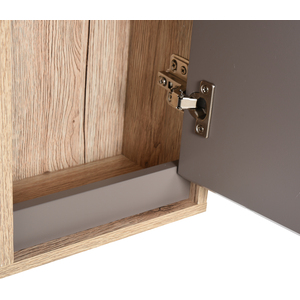 HOMCOM Wall Mounting Bathroom Cabinet Mirror - Grey & Oak Brown by HOMCOM